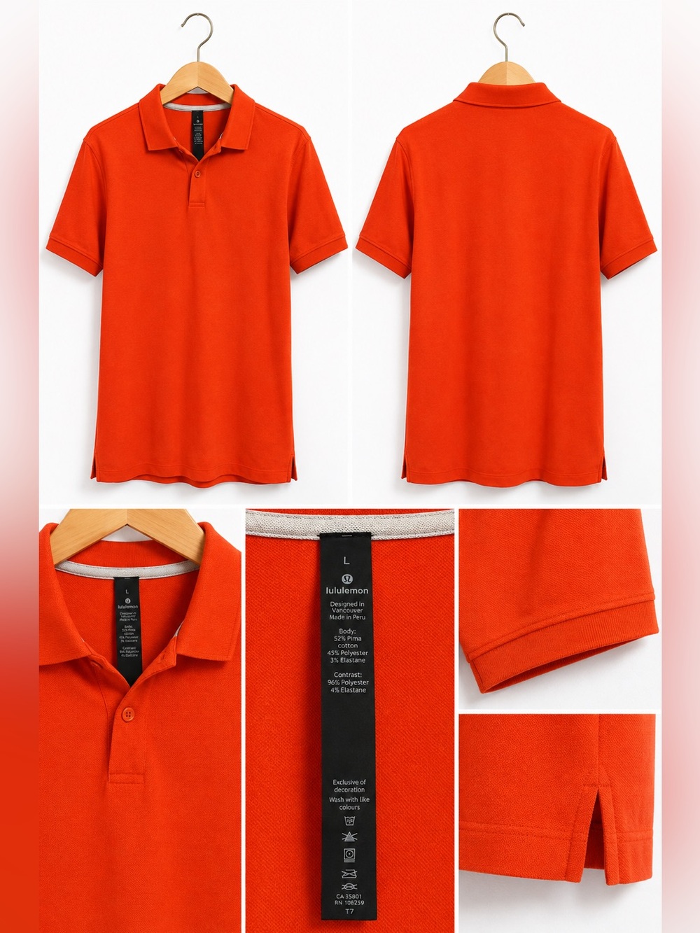 Lululemon Men’s Polo Shirt Bundle Size Large (L) Gray-Powder Blue-Orange - Picture 5 of 5